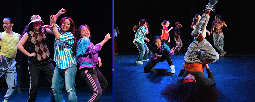 young people dancing on a dark background